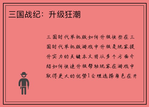 三国战纪：升级狂潮